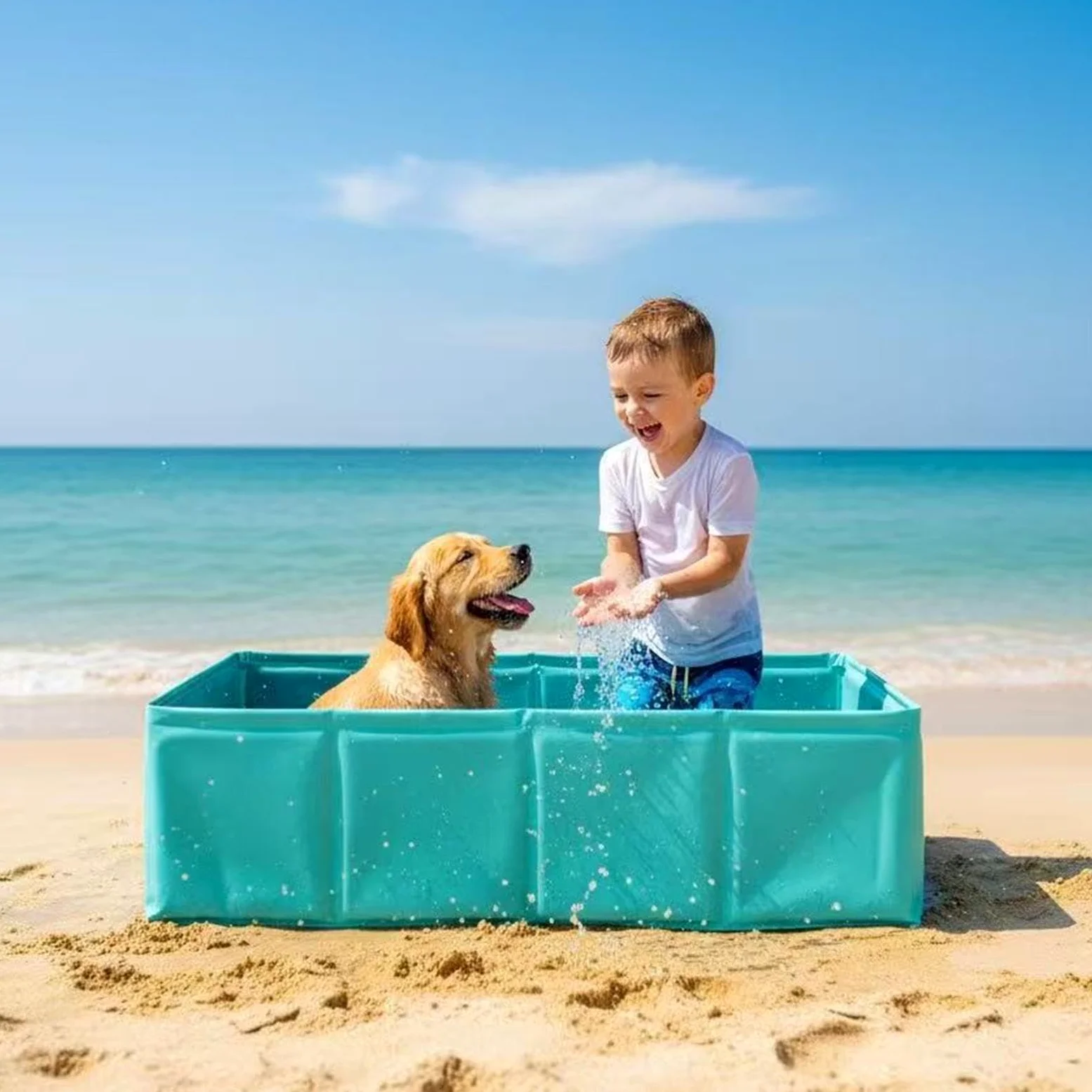 Piscina Pieghevole Cani Vasca Gatti Pieghevole e Antiscivolo | 80 x 40 x 20 cm Vasche per Cani per il Bagnetto Adatta A Gatti Spazio Giochi Esterno Giardino Cortile Casa