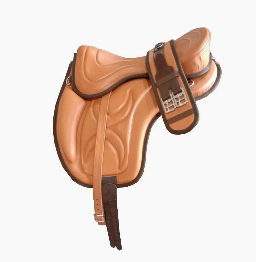 Sella morbida in pelle di cavallo freemax marrone da 12 pollici a 18 pollici con cinturino abbinato