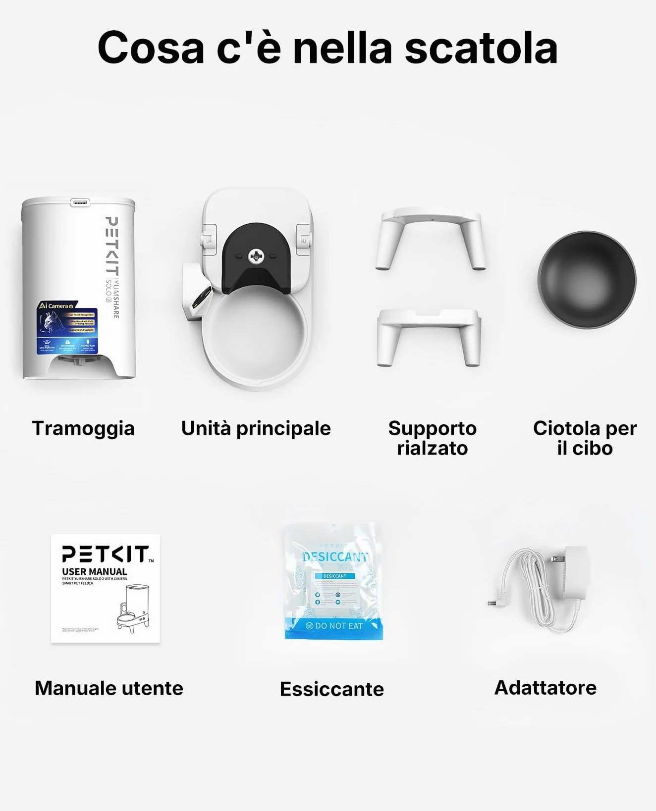 PETKIT YumShare Solo 2 Distributore Automatico di Cibo per Gatti con Telecamera HD 1080p, Riconoscimento Multiplo Gatti, Funzioni AI, Wi-Fi 2.4/5 GHz, Capacità 3L, Ciotola in Acciaio Inossidabile