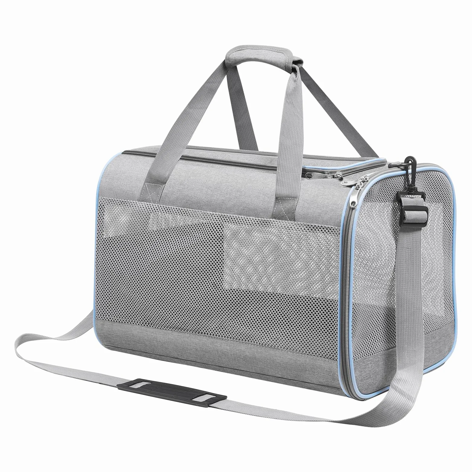 Cinnani Trasportino per Cani e Gatti,Borsa da trasporto per animali domestici portatile e a tracolla, ideale per viaggiare, resistente, durevole e realizzato,grigio