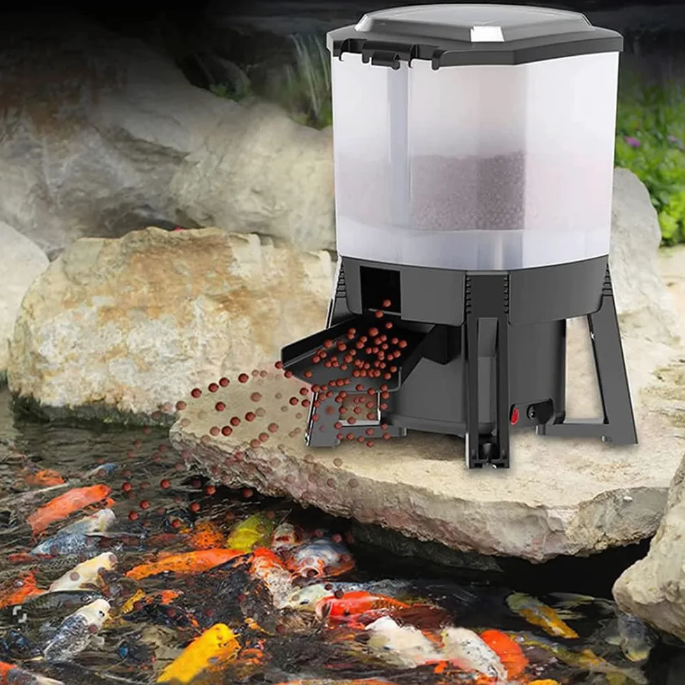 Mangiatoia per Pesci Automatica Solare, distributore di Cibo per Pesci Elettrico da 6 Litri, con Controller del Display Distributore Automatico di mangime per Pesci, laghetto Koi Alimentazione