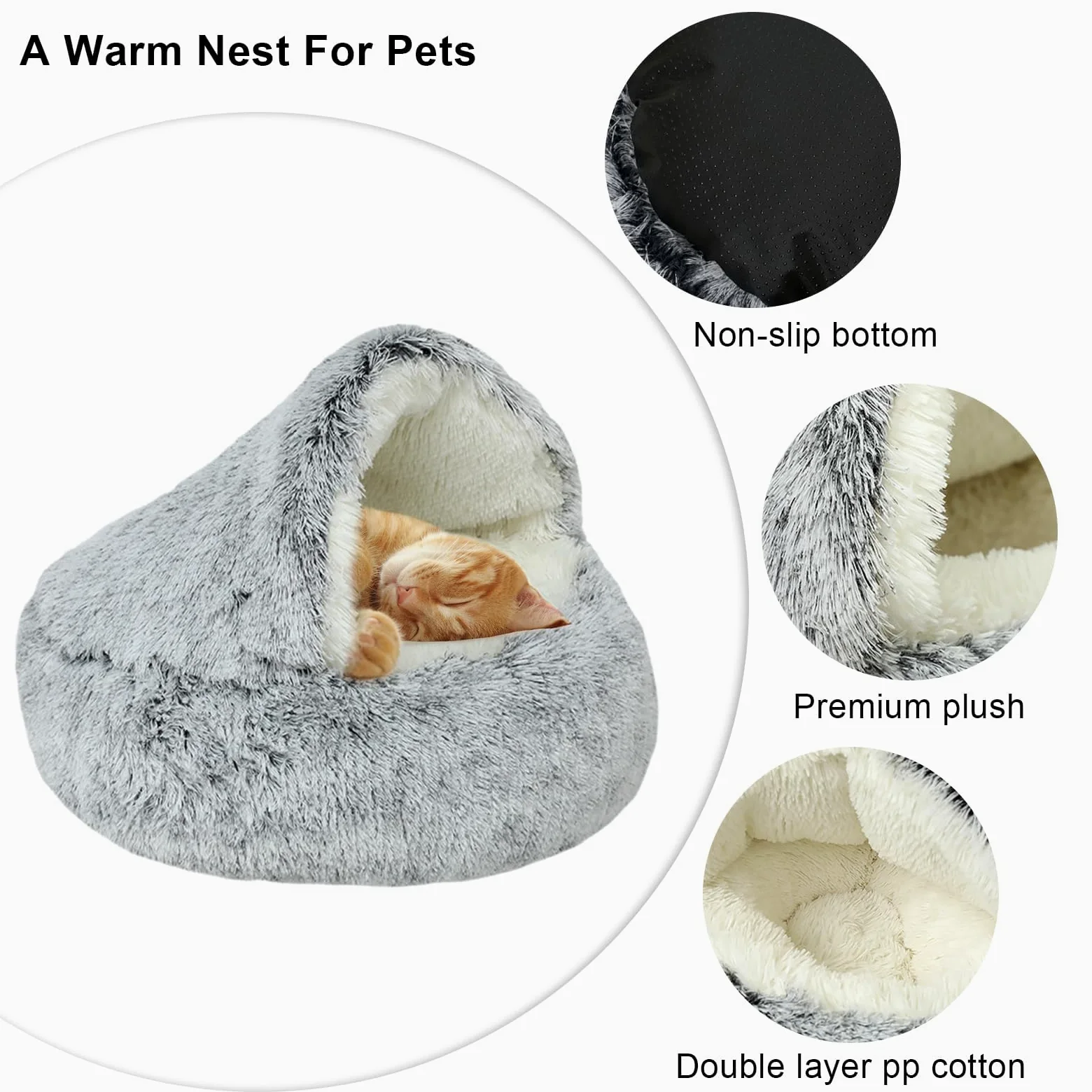 Comodo Cuccia per in Peluche per Gatto, Lettino per Animali Domestici Cesto Letto Morbido e Lavabile con Bordi Rialzati per Cucciolo Coniglio Porcellino d'India e Gattino Ø 40cm