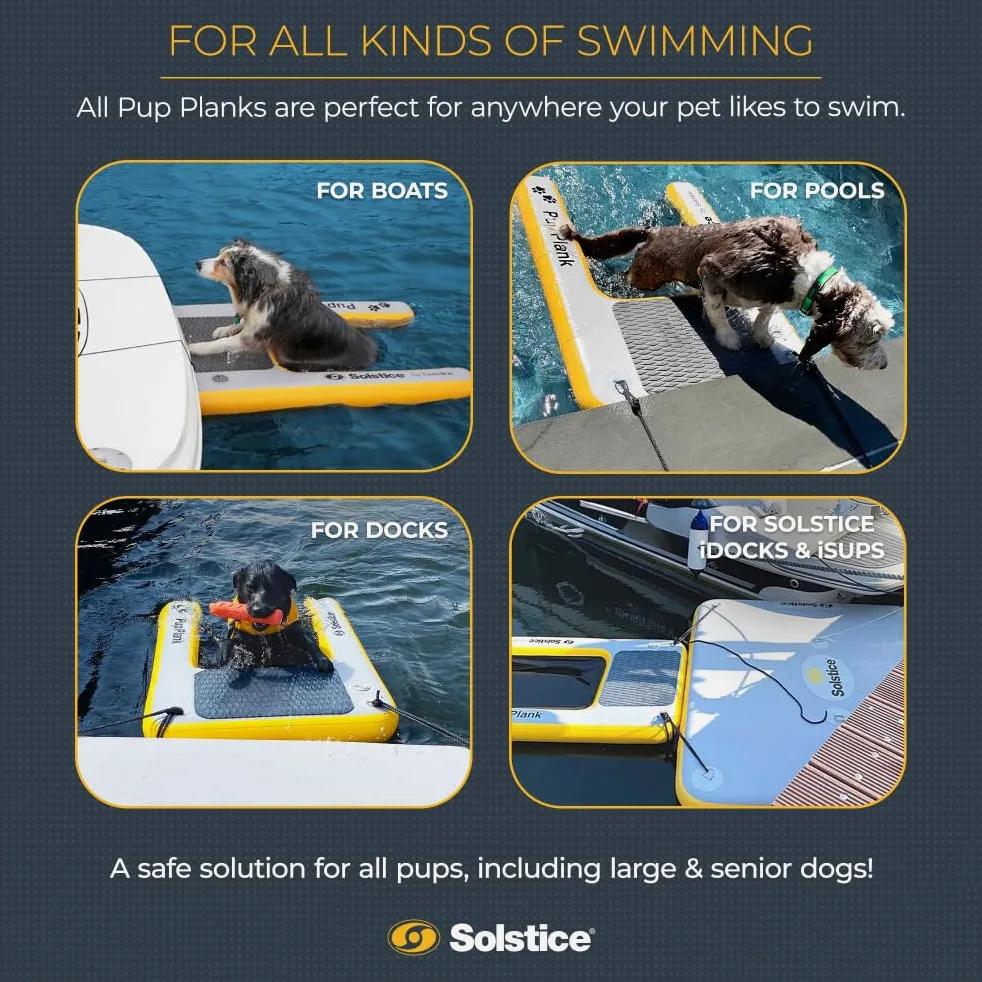 SOLSTICE Piattaforma gonfiabile per cani, per imbarcazioni e banchine, mini, capacità di 13,6 kg, piattaforma galleggiante per animali domestici, per lago, fiume, spiaggia e piscina, con pompa, design
