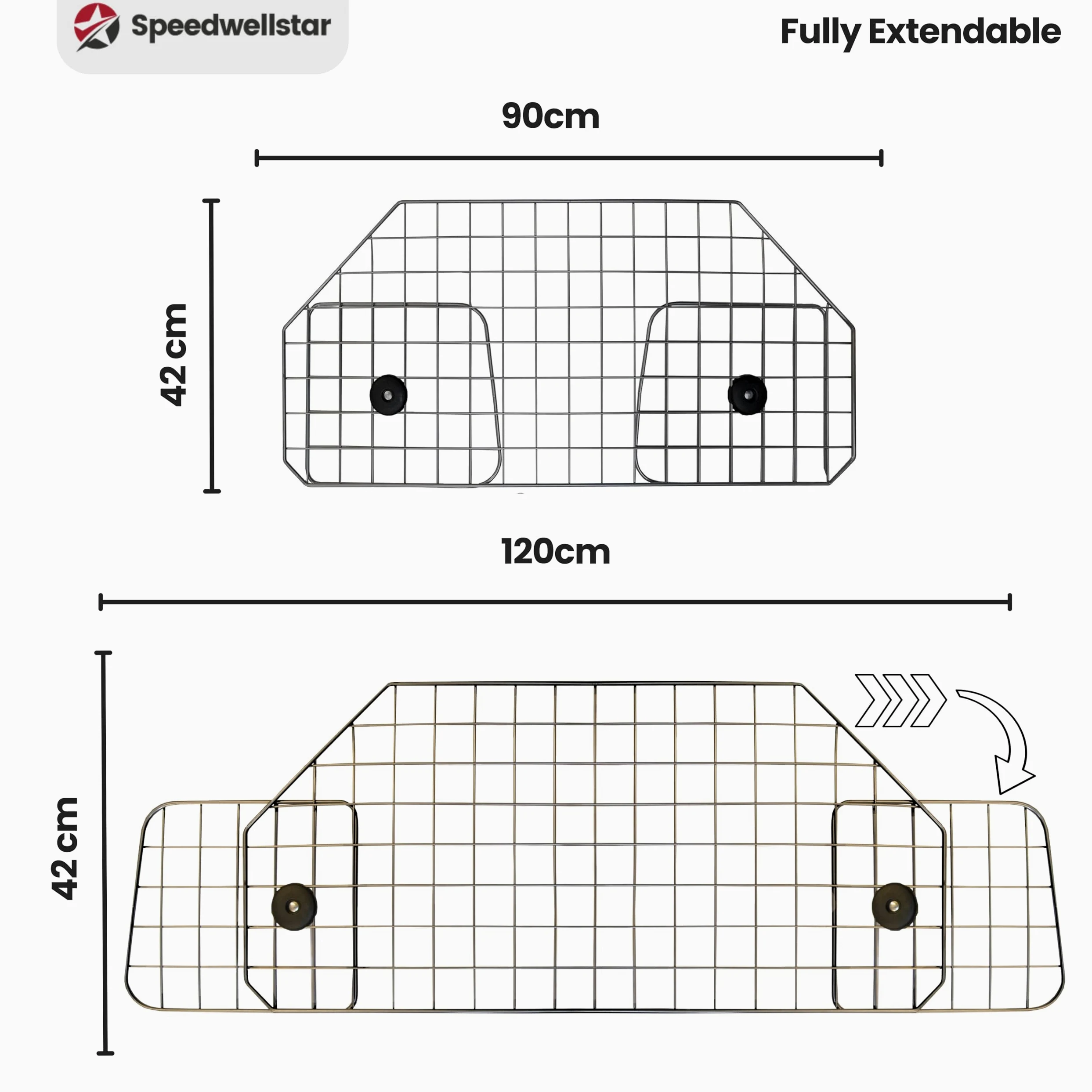 Speedwellstar Griglia Divisoria Cane Bagagliaio Auto Universale Regolabile – Barriera Mesh in Metallo con Fissaggio Poggiatesta