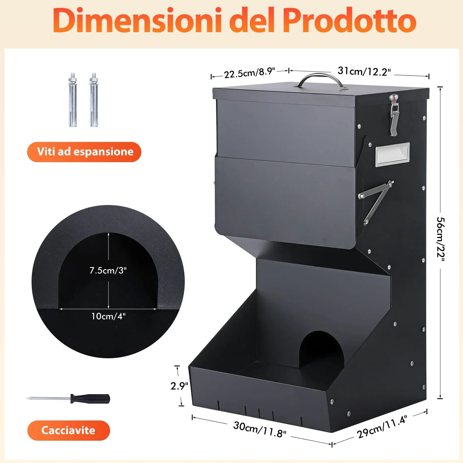 Alimentazione Automatica per Cani all'aperto appeso cibo per animali domestici di razza grande 11kg, mangiatoia automatica per cani in metallo auto-alimentazione cibo per cani