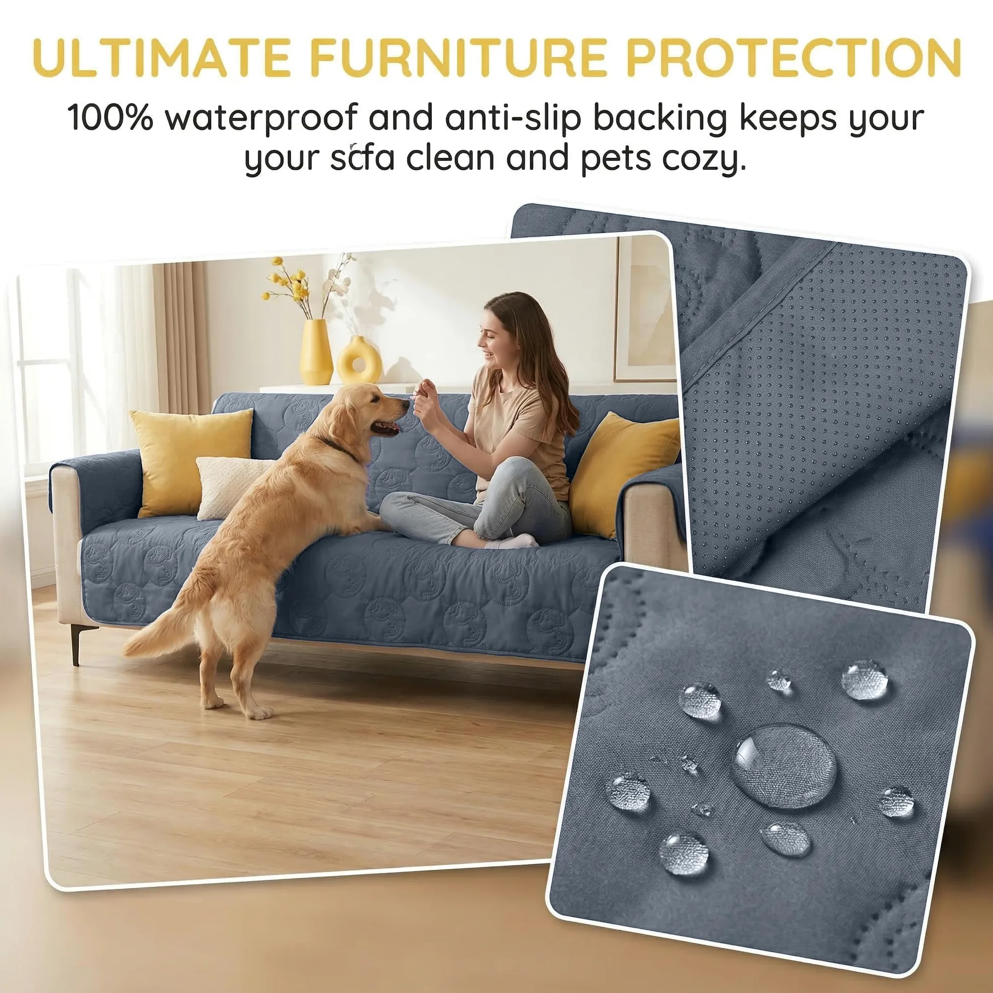 Coperta impermeabile per cani, copridivano lavabile per animali domestici, tappetino di protezione per mobili antiscivolo, 203 x 152 cm