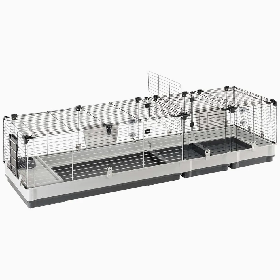 FERPLAST - Gabbia per porcellini d'India - Gabbia per conigli - Gabbia e accessori inclusi - Apribile e componibile 205 x 60 x h 50 CM - Krolik, 200