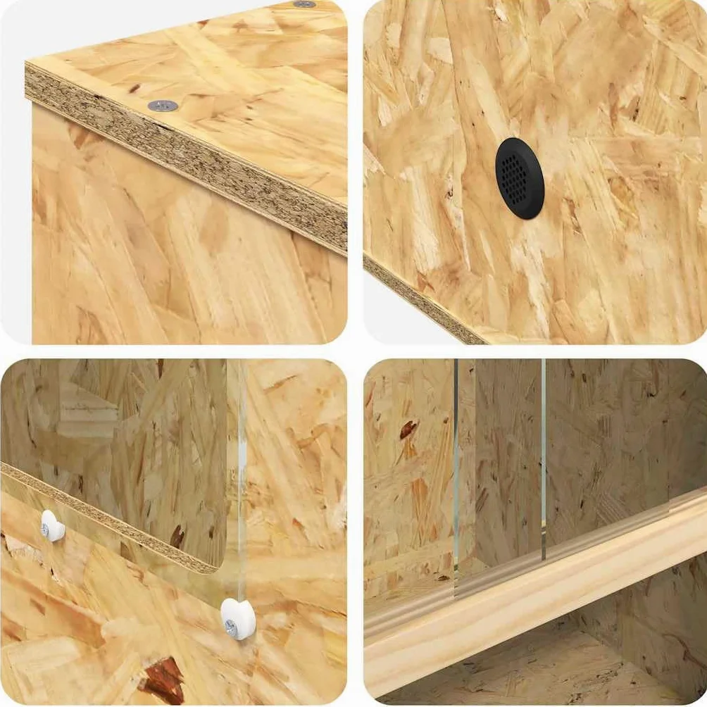 vidaXL Terrario Marrone 50 x 50 x 80 cm OSB, Terrario rustico quadrato, habitat in vetro versatile, gabbia resistente, casa per animali domestici