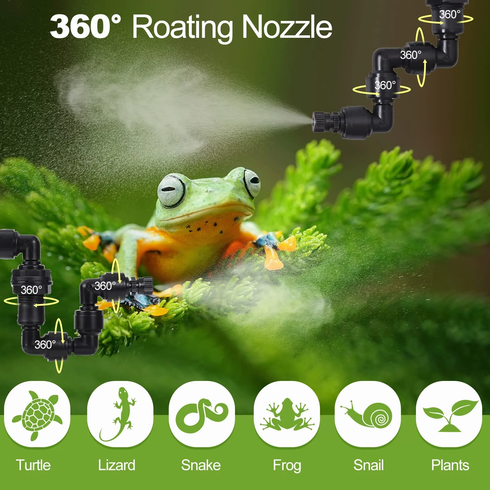 Diealles Shine Sistema di Nebulizzazione per Rettili, Umidificatore per Rettili Automatico, Umidificatore per Terrari con Fogger Nebbia Sprinkler Regolabile per Foresta Pluviale
