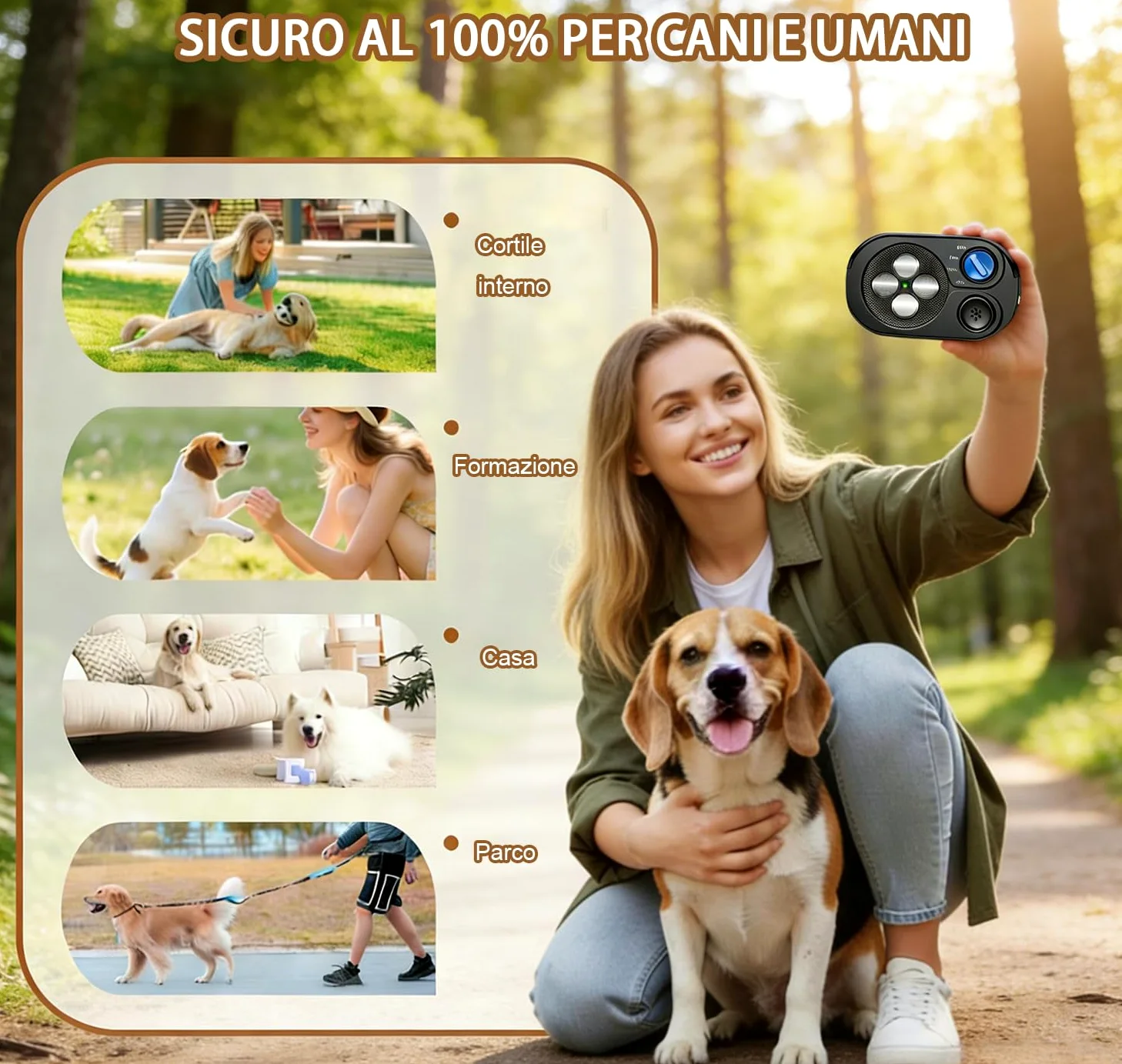Dispositivo Anti-Abbaio, Deterrente Ultrasuoni per Abbaiare Cane 3 Aodalità, 23 m Stop Abbaiare Cane, Tappo Corteccia Sonico Interni Esterni, Dispositivi Anti Abbaio, IP65 Ricaricabile