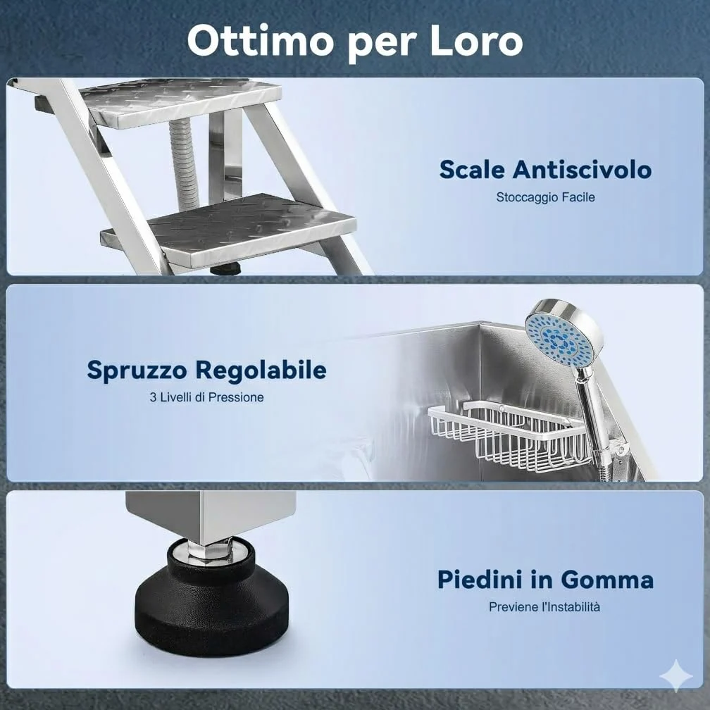 CO-Z 86 cm Vasca da Bagno per Cani in Acciaio Inossidabile, Vasca Toelettatura Professionale per Animali Domestici capacità 80 kg, Vasca Doccia per Toelettatura con Scale Porta Scorrevole Rubinetto