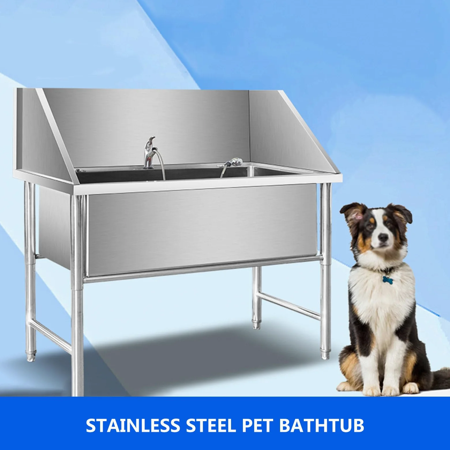 Vasca Da Bagno Per Cani,lavello Per Doccia Con Rubinetto,stazione Di Bagno Professionale Per Cani In Acciaio Inossidabile,stazione Di Lavaggio Per Animali Domestici,vasca Per Toelettatura Cani(100cm/3