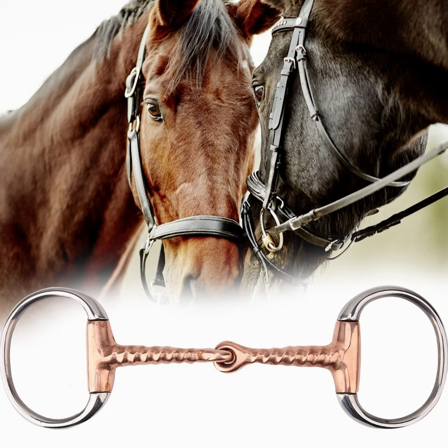 Filetto, Cavallo da Masticare Cavallo Equino Equitazione Inglese Filetto a Doppio Snodo in Ottone Morso per Cavallo per Forniture Equestri