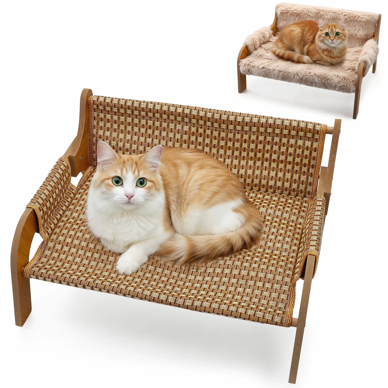 Divanetto Rialzato Per Cani E Gatti Portata 30 Kg, Viene Fornito Con Cuscini Estivi E Cuscini Invernali, Cuccia Rialzata Animali Domestici, 53X44 Cm, Grande Divano Per Gatti