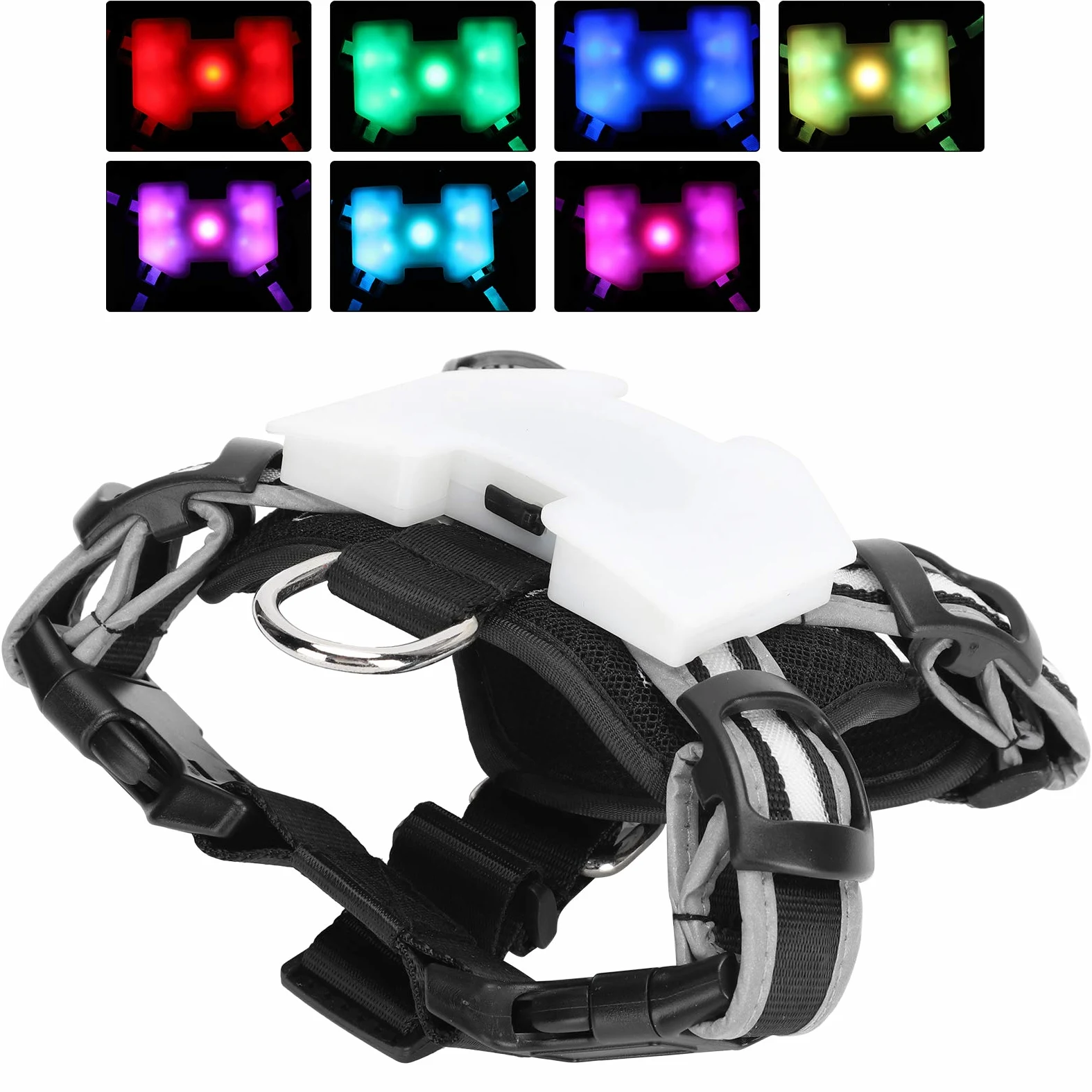 Pettorina per Animali Domestici a LED con Strisce Riflettenti Regolabili, Ricarica USB di Sicurezza Notturna per Cani, Struttura in Poliestere Resistente, 1 unità (S)
