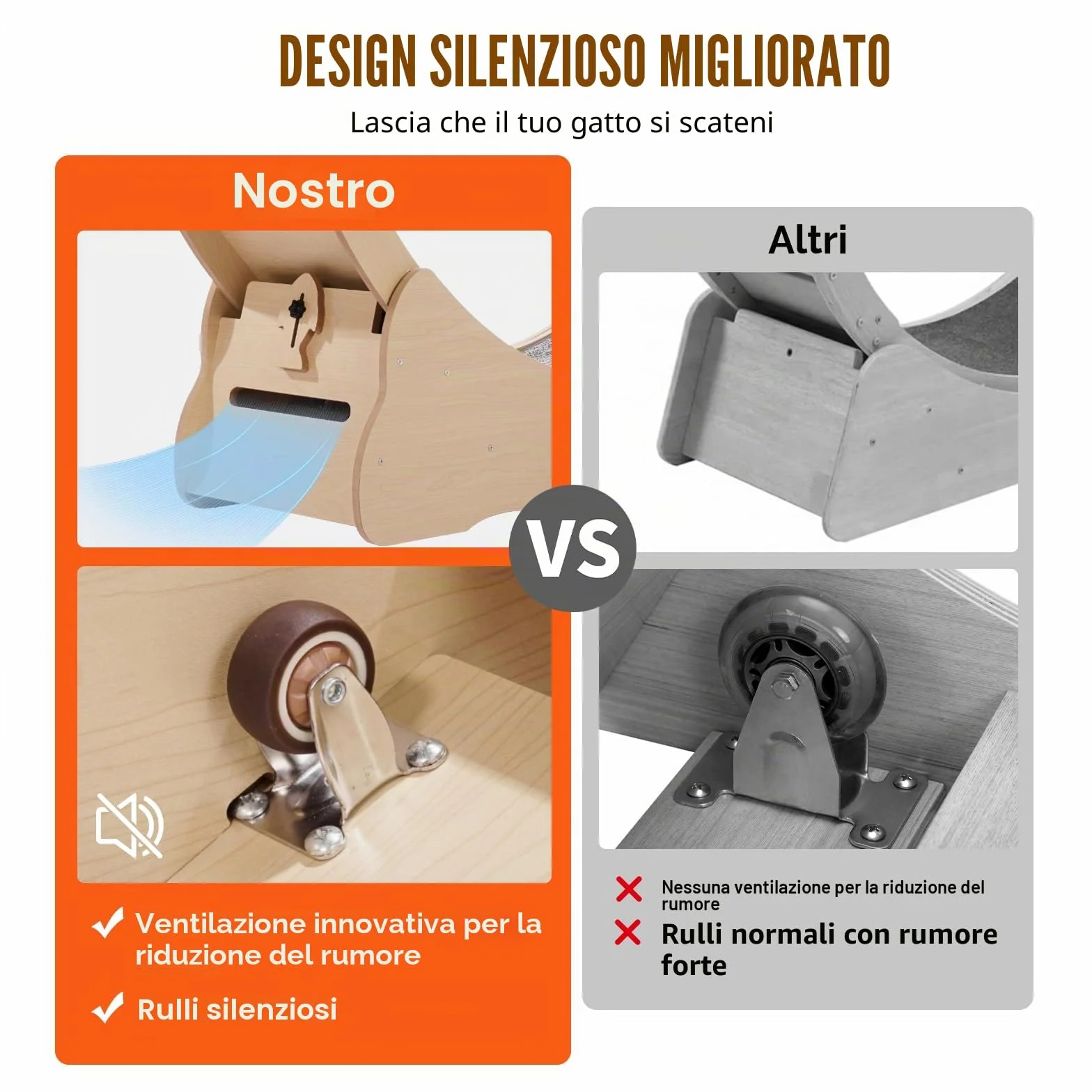 VEVOR Cyclette per gatto in Legno, Tapis Roulant Diametro 1320 mm, Ruota per Esercizi con Tappeto Rimovibile per gatto