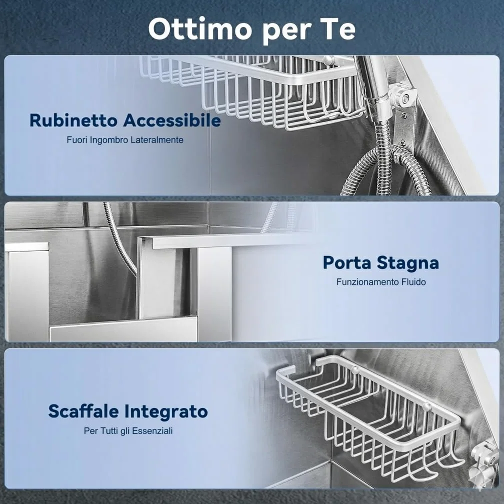 CO-Z 86 cm Vasca da Bagno per Cani in Acciaio Inossidabile, Vasca Toelettatura Professionale per Animali Domestici capacità 80 kg, Vasca Doccia per Toelettatura con Scale Porta Scorrevole Rubinetto