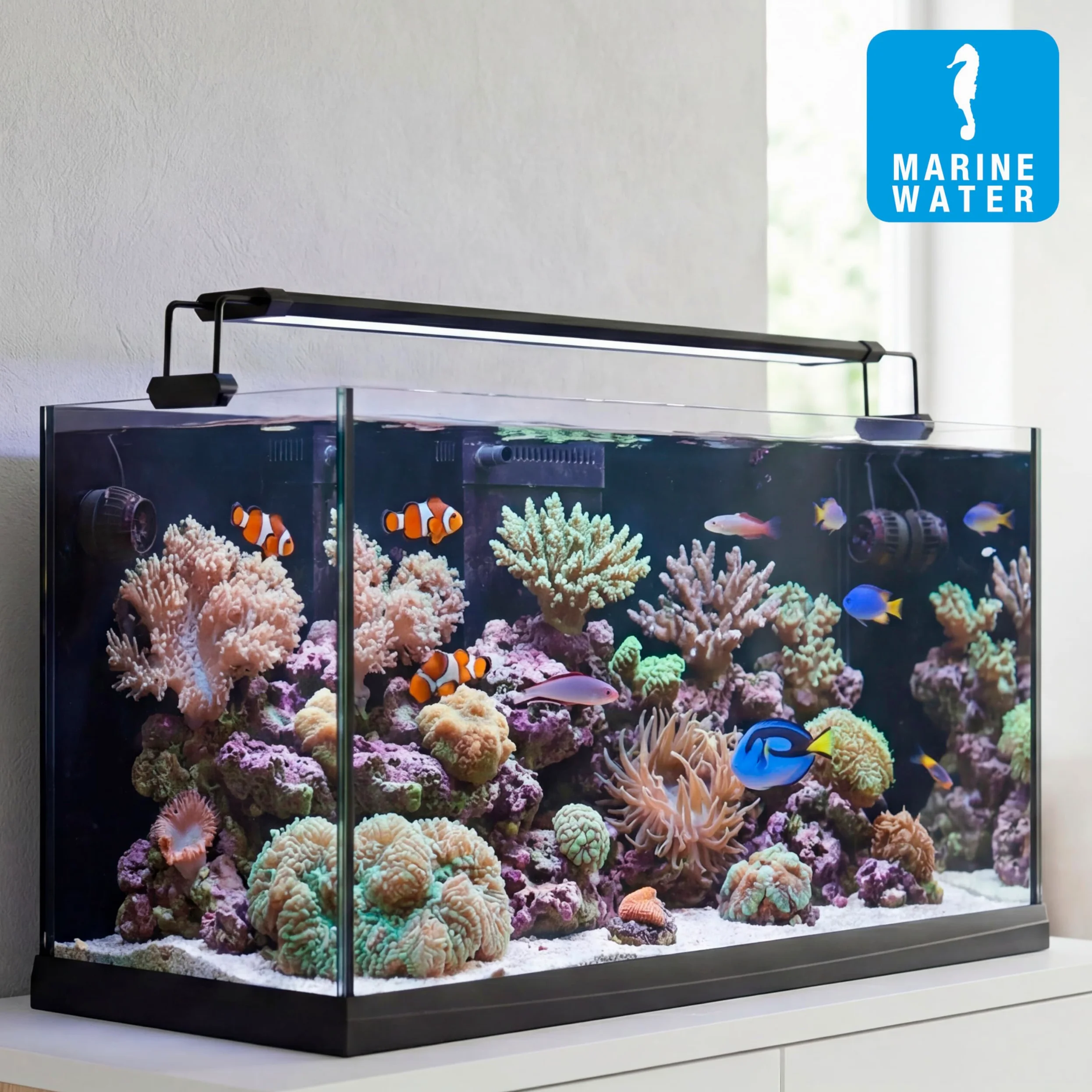 Hydor AQ-LUX REEF 700 Lampada LED per Acquario Marino 36 W (1400 lm) Spettro professionale, Dimmer e Timer Programmabile, Staffe Regolabili, Alimentatore Incl, IP67, 72 x 8 x h 9,5 cm.