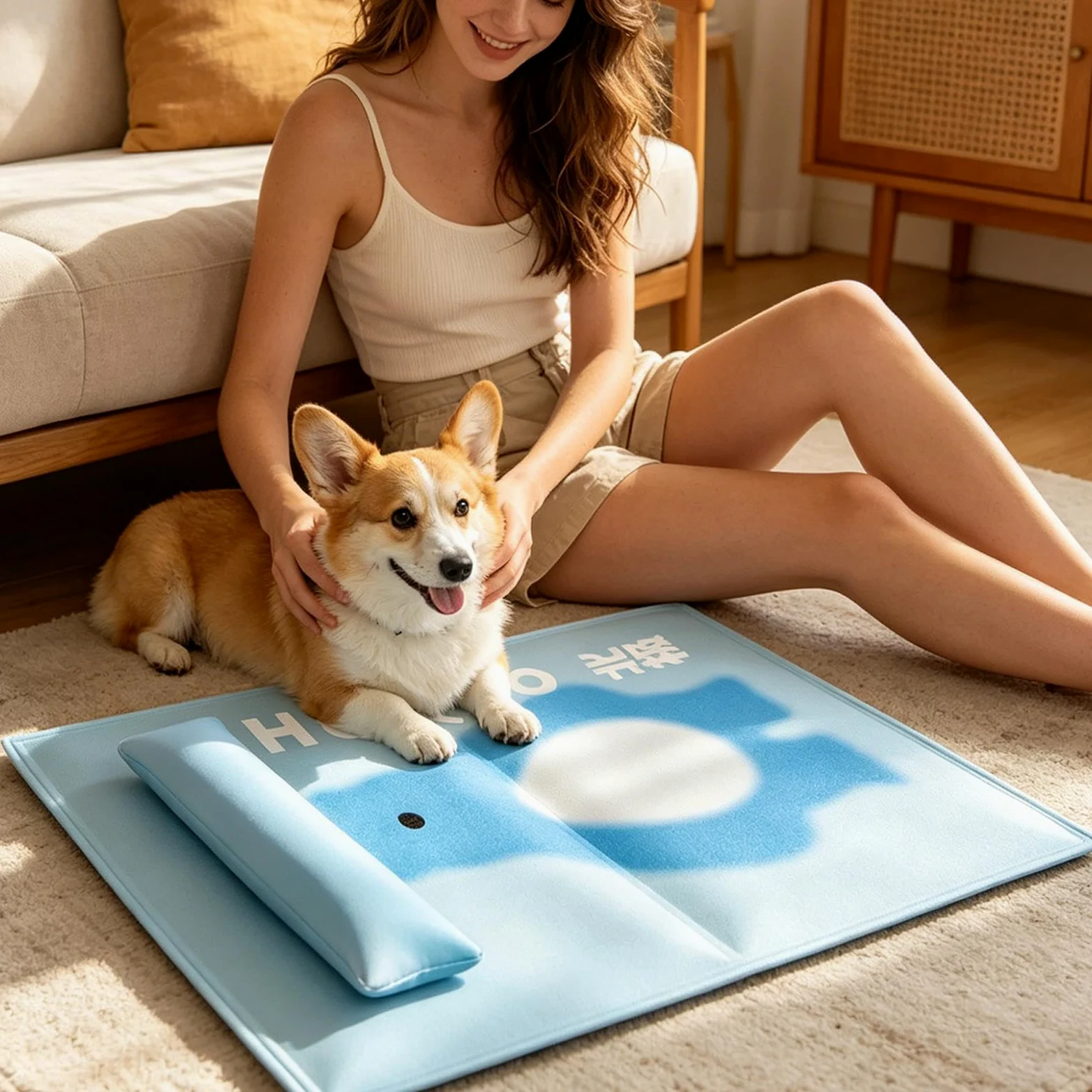 Generico Tappetino Rinfrescante Cani Impermeabile Con Cuscino Collo | Cuccia E Tappetino Rinfrescante Per Cani Adatto A Cuccioli Gatti Casa Campeggio Spiaggia Viaggio
