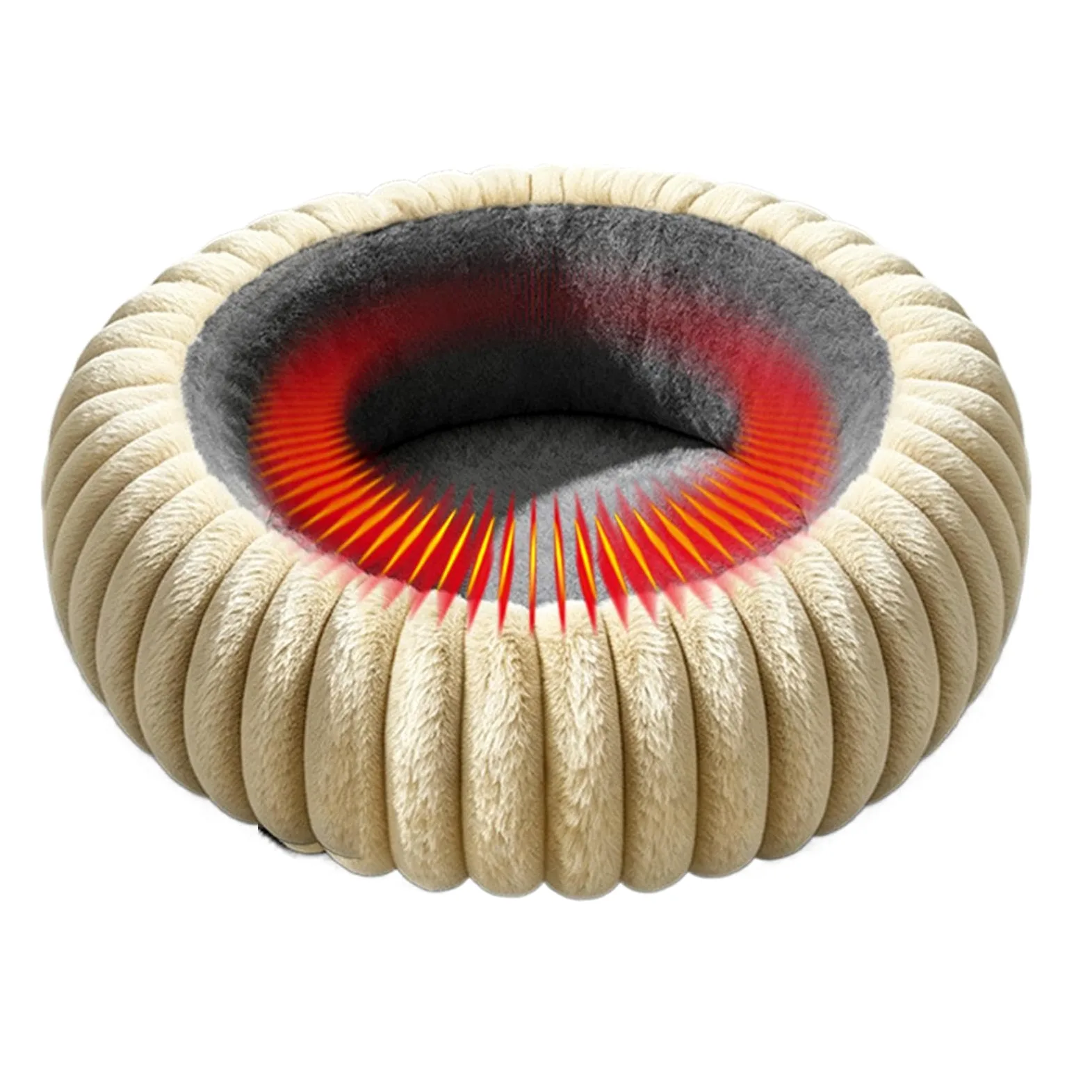 Cuscino riscaldante per gatti, 9 livelli, caldo, rotondo, in peluche, regolabile | Cuccia rotonda per gatti, per casa, interni ed esterni, soggiorno, camera da letto, ufficio, pavimento, mobili, viaggi,
