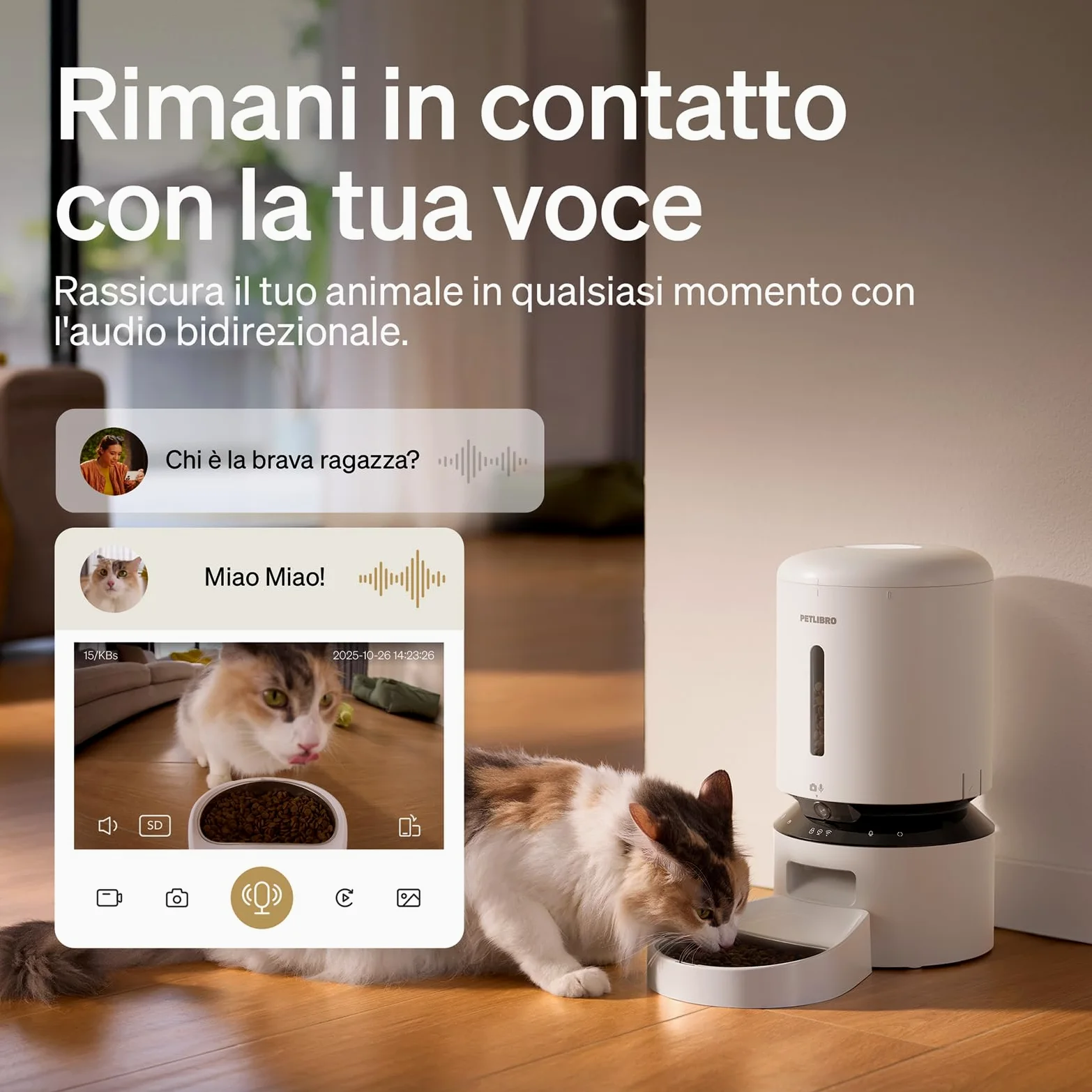 PETLIBRO Mangiatoia Automatica per Gatti da 5 Litri con APP - Mangiatoia per Cani WiFi 5G e 2.4G Sensore Cibo Basso e Blocco