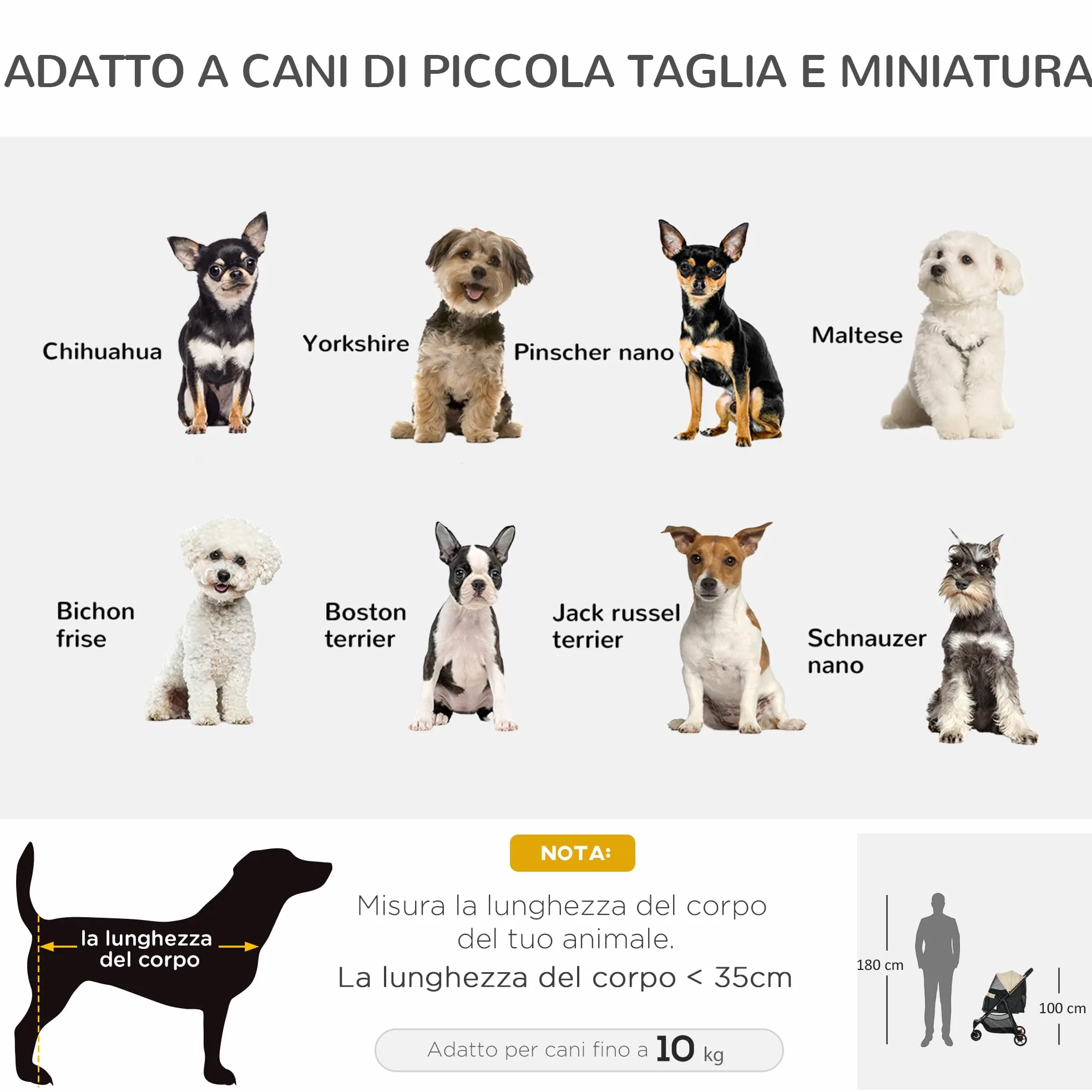 PawHut Passeggino per Cani Piccoli e Mini a 3 Ruote, Passeggino per Animali Pieghevole con Copertura Antipioggia, Cestino e Guinzaglio, Cachi