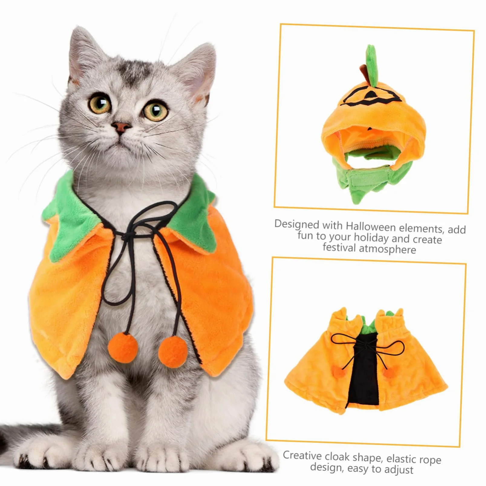 POPETPOP 3 Set Mantello Per Animali Domestici Vestiti Di Zucca Per Cani Costume Da Cane Mantello Per Cappello Da Compagnia Animale Domestico a Doppia Faccia Cappello Per Gatto Peluche