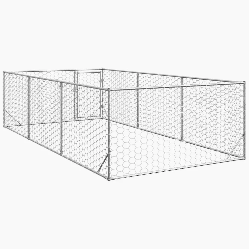 vidaXL Cuccia per Cani da Esterno con Porta 2x4x1 m in Acciaio zincato