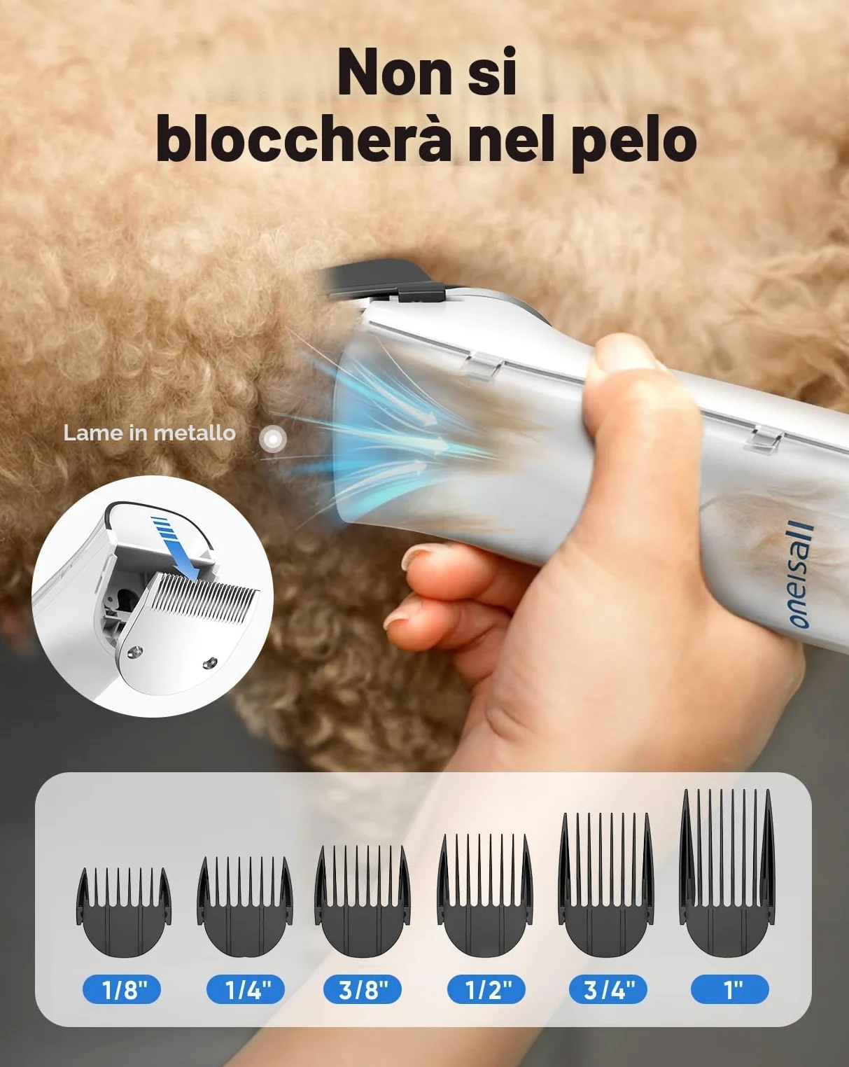 oneisall Asciugacapelli e Tagliacapelli per Toelettatura Cani, 15000 Pa, Kit per Toelettatura Cani per Toelettatura e Rifinitura, 7 Livelli di Temperatura del Soffio, Flusso d'Aria Regolabile, 2,5 L