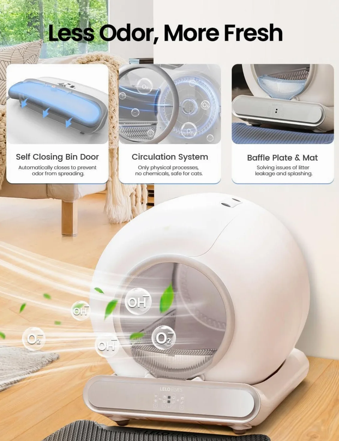 Lettiera Gatto Autopulente Grande 65L, Controllo APP Wi-Fi, Lettiera Automatica Intelligente per Gatti Multipli, Sicurezza Anti-Incastro, Silenziosa, Controllo Professionale Odori per Chat