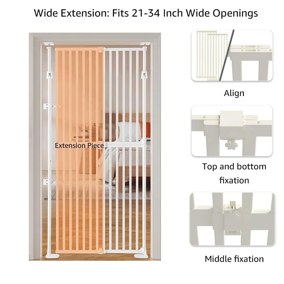 unipaws Cancello per gatti alto 190,5 cm, chiusura automatica e senza foratura, cancello di sicurezza per porte, corridoi, scale, a prova di cani e gatti, adatto per apertura larga 53,3-86,4 cm, uso