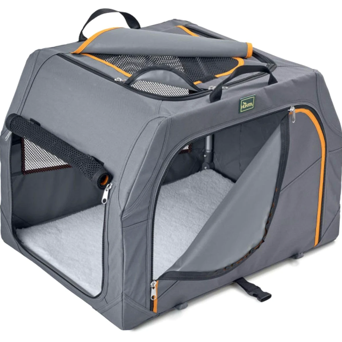 HUNTER Box transportino per Cani con Telaio in Alluminio 61x45,5x43 cmgrigio Antracite/Arancione