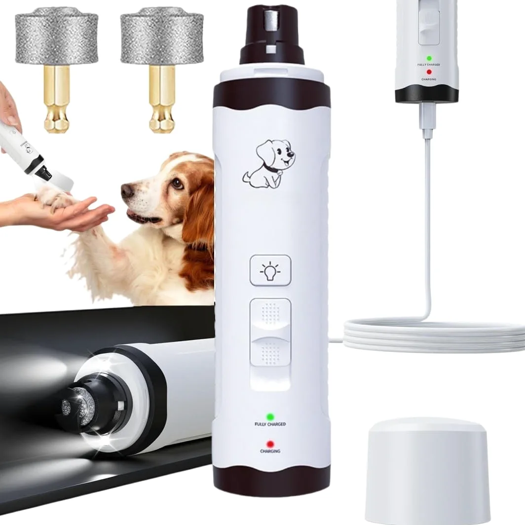MEIION Hiwoof Smooth Groom - Lima Elettrica per Cani Silenziosa, Lima Unghie Cani Piccoli e Grandi, Lima per Unghie silenziosa con Luce LED