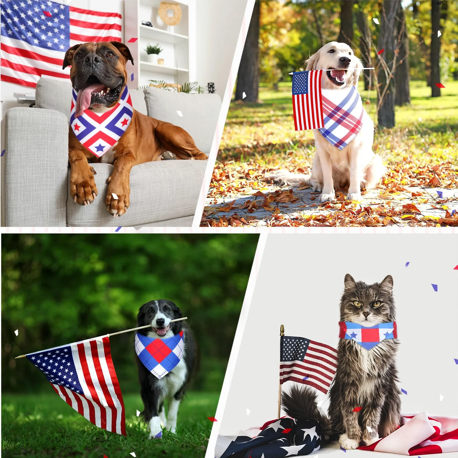 Geyoga 60 bandane per cani a quadri per animali domestici, bavaglini per cuccioli, bandana, regolabili, lavabili, accessori per costumi per animali domestici, forniture per gatti e cani di piccola e