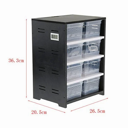 Armadietto in PVC per rettili in inverno terrario per rettili con scatole di allevamento (nero (con cuscinetto riscaldante))