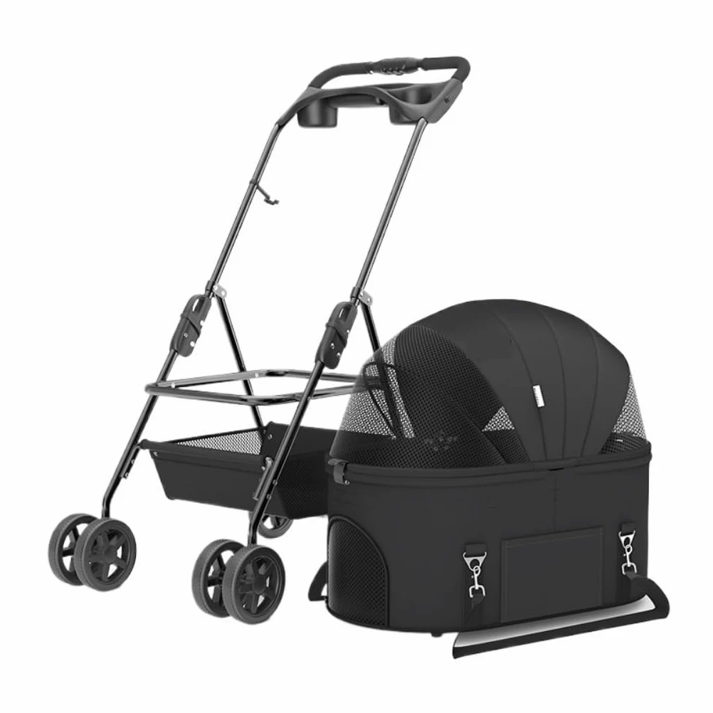 Passeggino per animali domestici, borsa separata universale per animali domestici, passeggino universale pieghevole da viaggio per cani (nero)