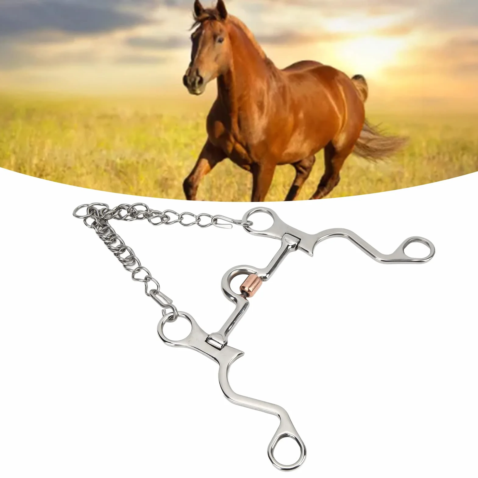Morso per Cavallo Pelham, Morso Pelham dal Design Raffinato in Rame per Prestazioni Equestri per l'equitazione