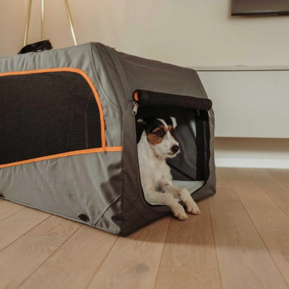 HUNTER Box transportino per Cani con Telaio in Alluminio 61x45,5x43 cmgrigio Antracite/Arancione
