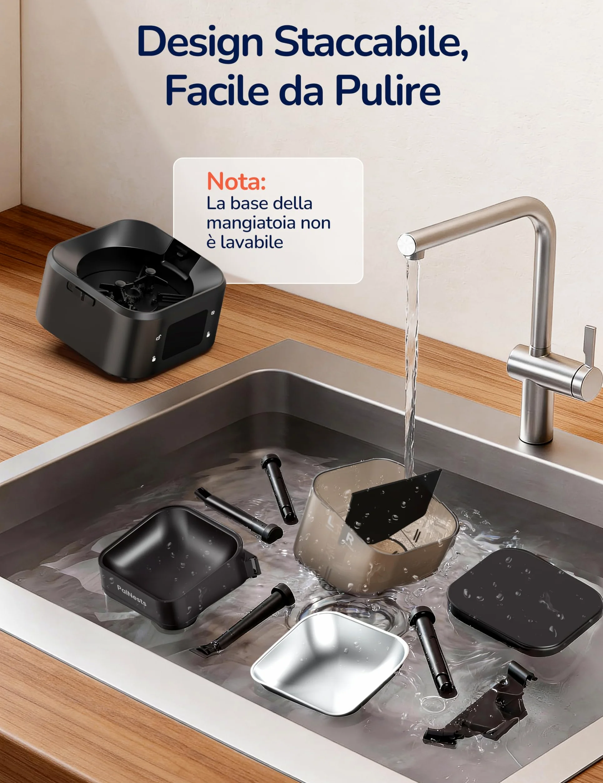 4L Distributore Automatico Cibo Gatti con Doppio Tramoggia, 5G/2.4G WiFi Intelligente Dispenser Crocchette Gatto, Controllo App, 2 Scomparto, Timer Programmabile, Ciotola in Acciaio Inox