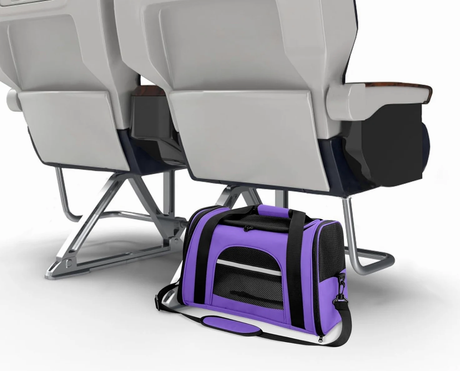 Trasportino per Cani e Gatti Borsa per Animali Portatile Pieghevole Borsa per Gatti Traspirante con Ciotola per Acqua Portatile (Viola)