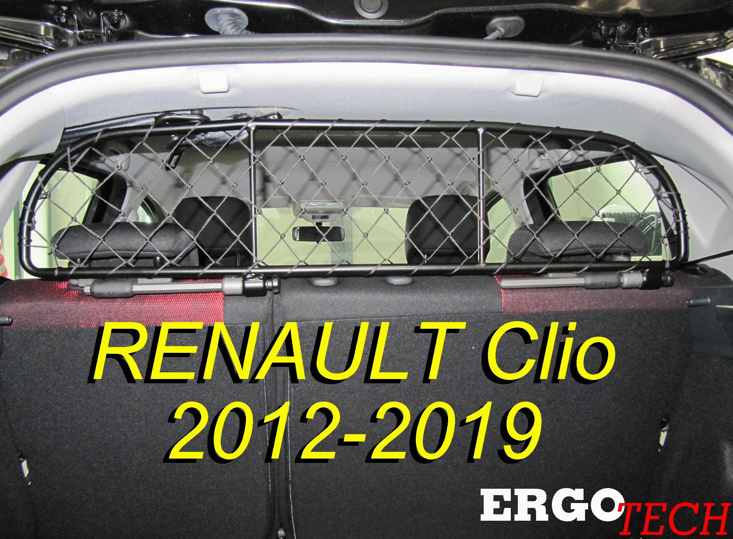 ERGOTECH Divisorio Griglia Rete Divisoria per Renault Clio (2012-2019) RDA65-XXS, per Trasporto Cani e Bagagli