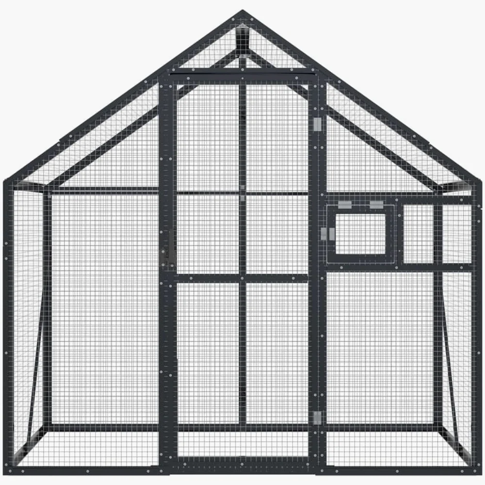 DJEKA Voliera, Gabbia Uccelli, Gabbie per Uccelli, Voliera per Uccelli da Esterno, Gabbia per Uccelli Grande, Antracite 179x100x185 cm in Alluminio