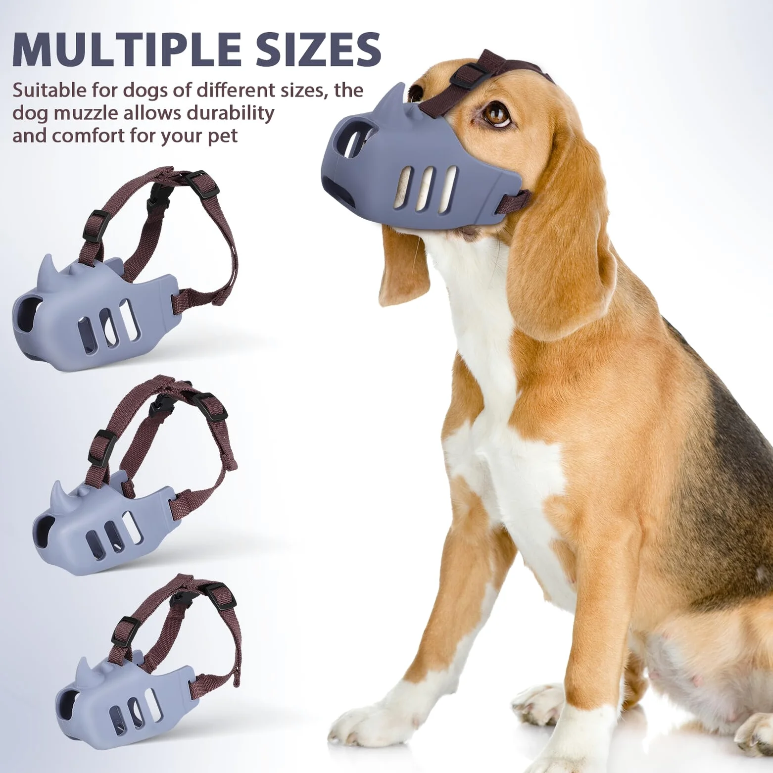 NUOBESTY 3 pezzi Museruola per Cani Regolabile in Silicone Morbido per Controllo Morsi Riduzione Abbaio e Prevenzione Ingestione Traspirante e Confortevole per Cani Piccoli Medi e Grandi