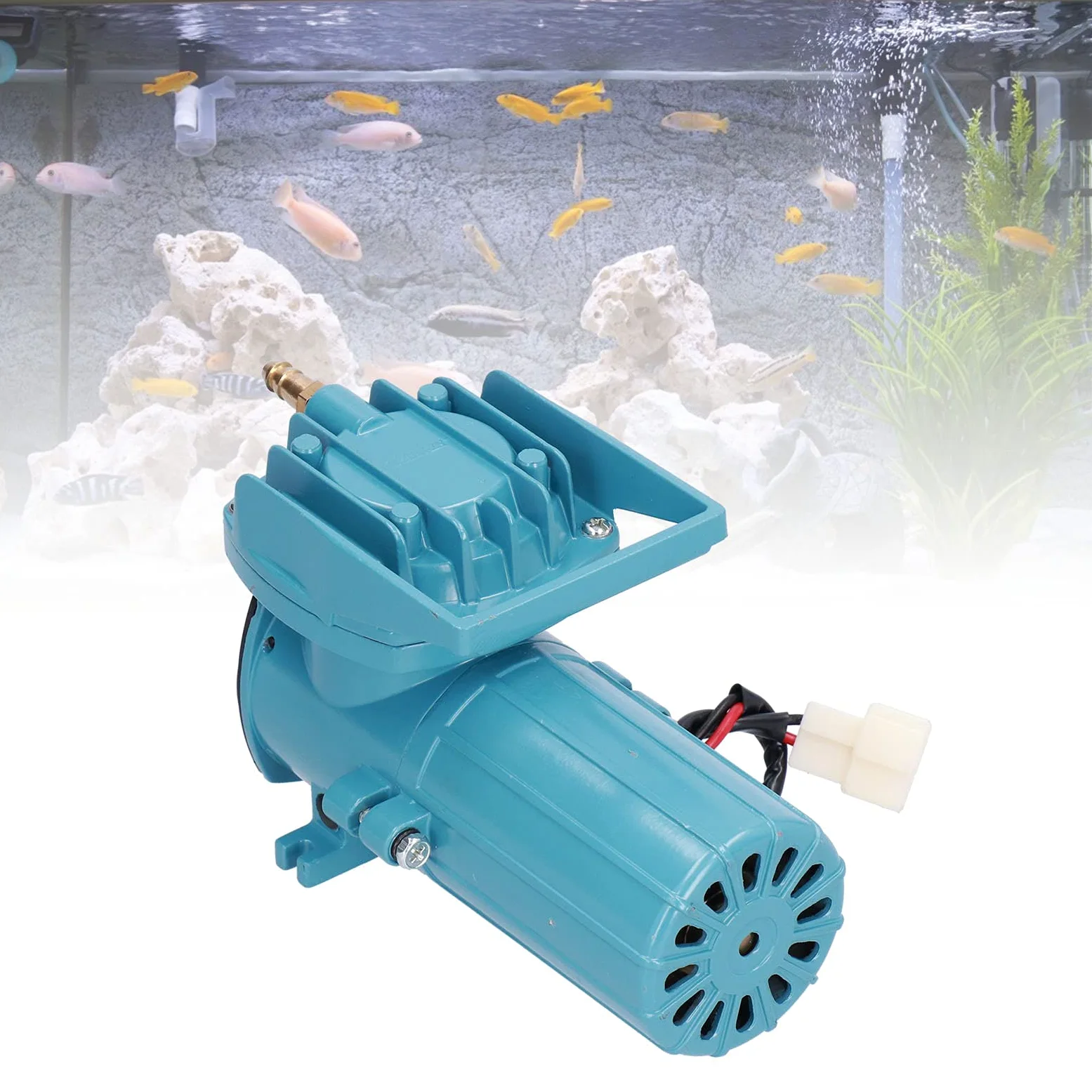 Pompa per Ossigeno DC 12V 18W 38L/h, Aeratore per Acquario 12V con Motore a Magnete Permanente, Pompa Aria Senza Olio per Stagno e Acquacoltura