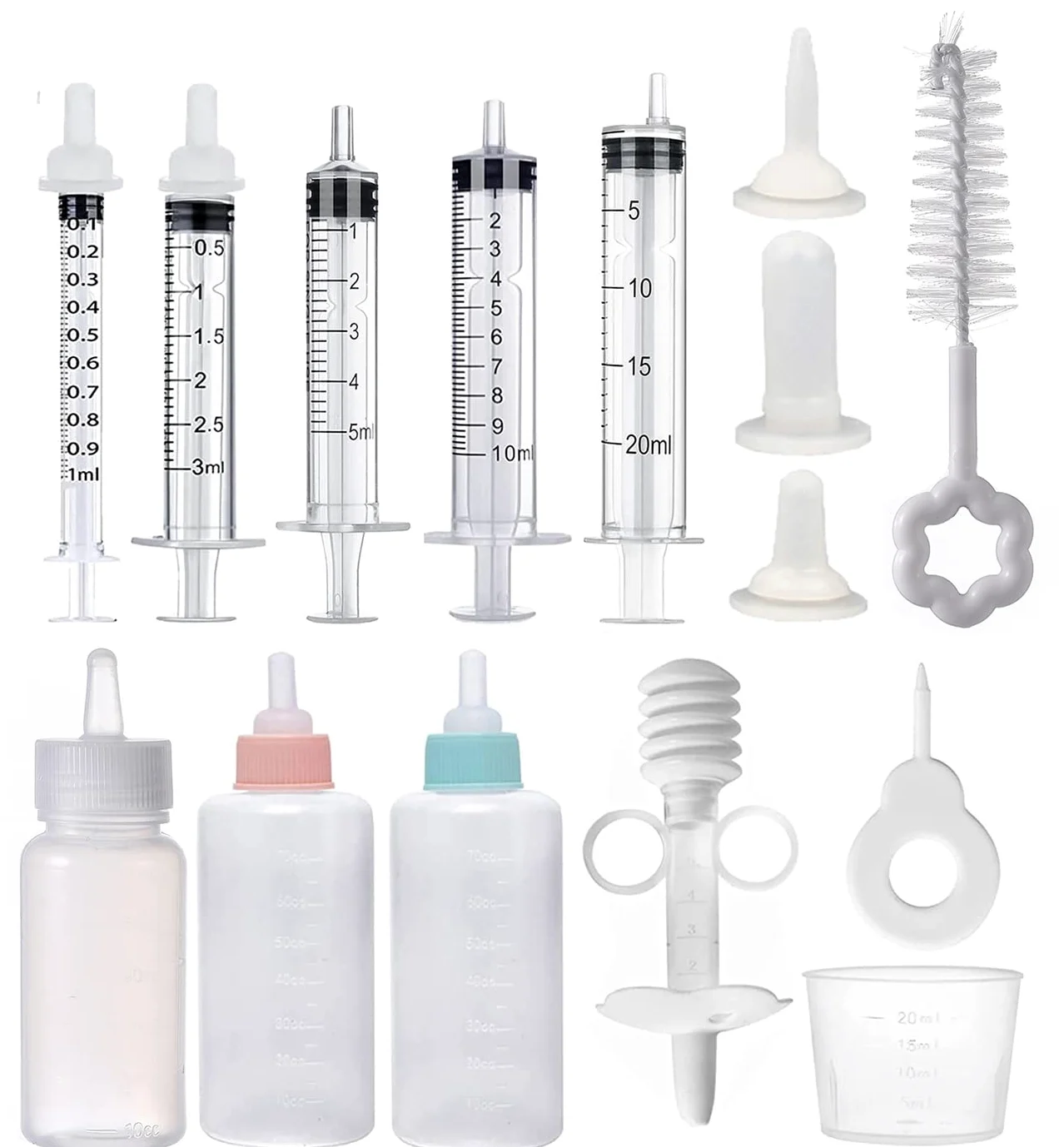 Kit di biberon per animali domestici, siringa per animali domestici, dispenser per pillole per animali domestici, biberon e ciuccio in silicone per piccoli animali, strumento per