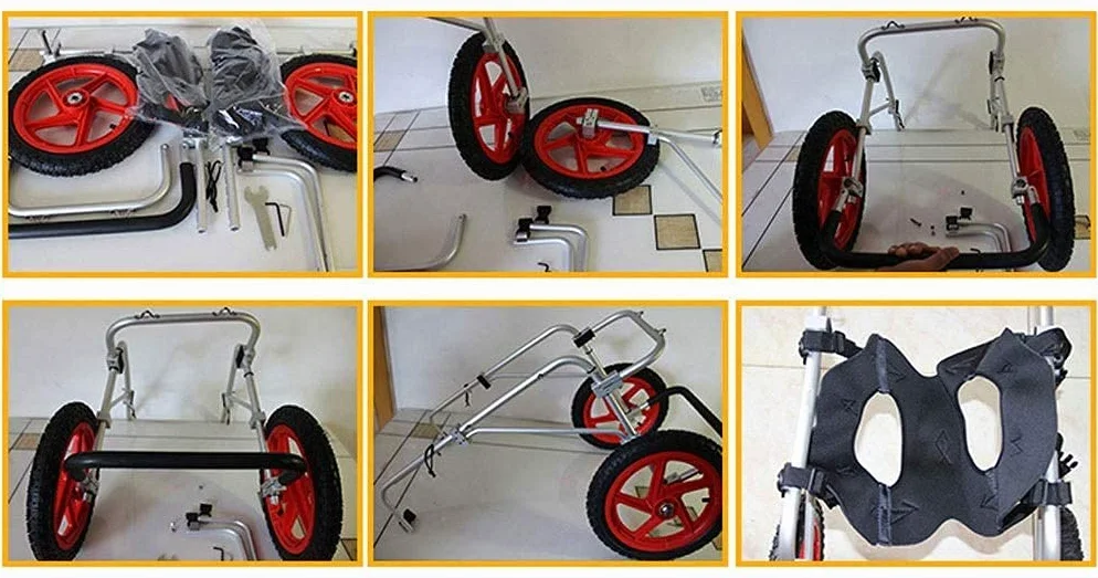 Sedia a Rotelle per Cane Carrellino Scooter Carrozzina per Cani,Adatto a Animali Domestici Disabili Piedi Gambe Posteriori Riabilitazione,Regolabile,2 Ruote