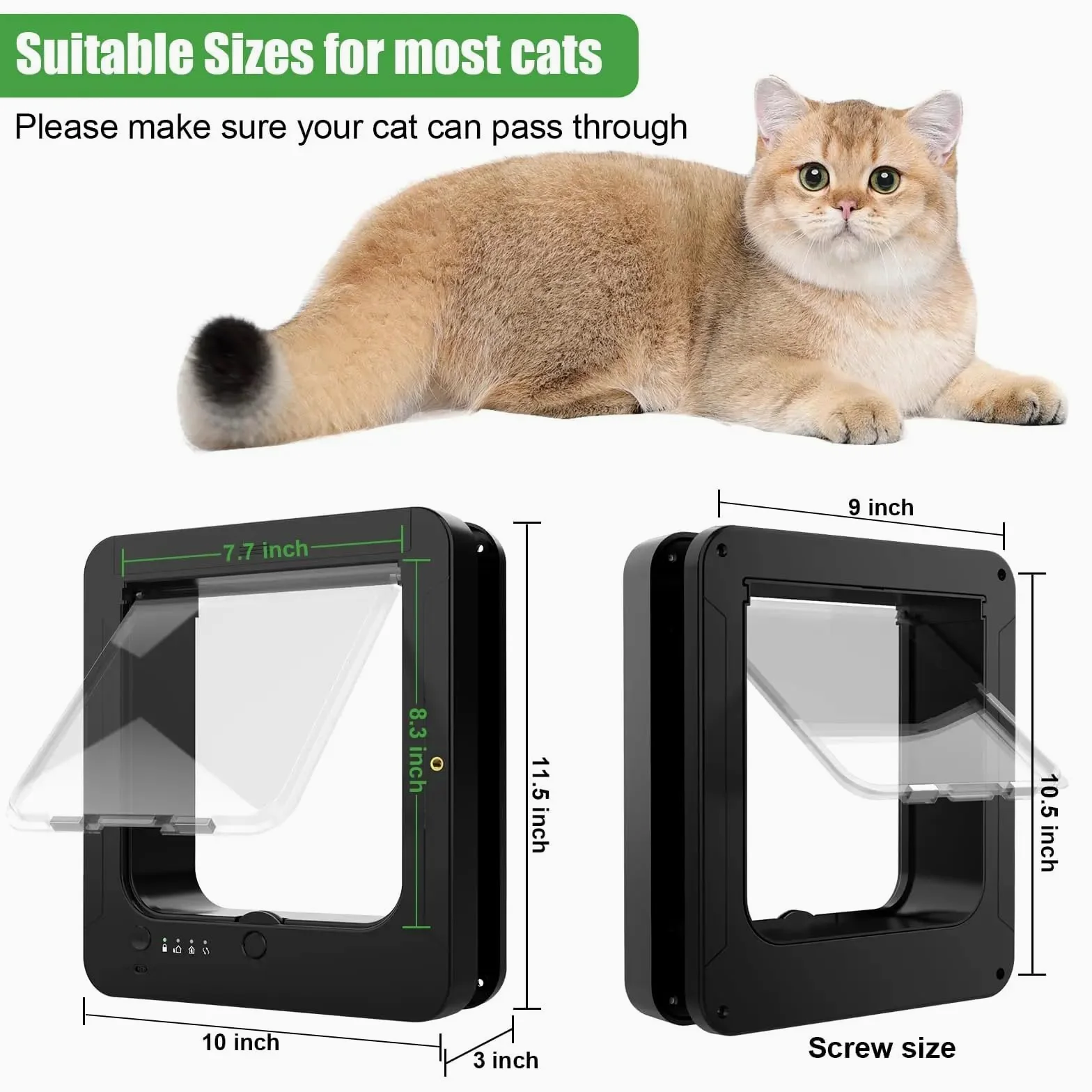 Porta elettronica intelligente automatica per gatti con tecnologia microchip RFID, chiusura a 4 vie, design resistente alle intemperie per un accesso sicuro agli animali domestici