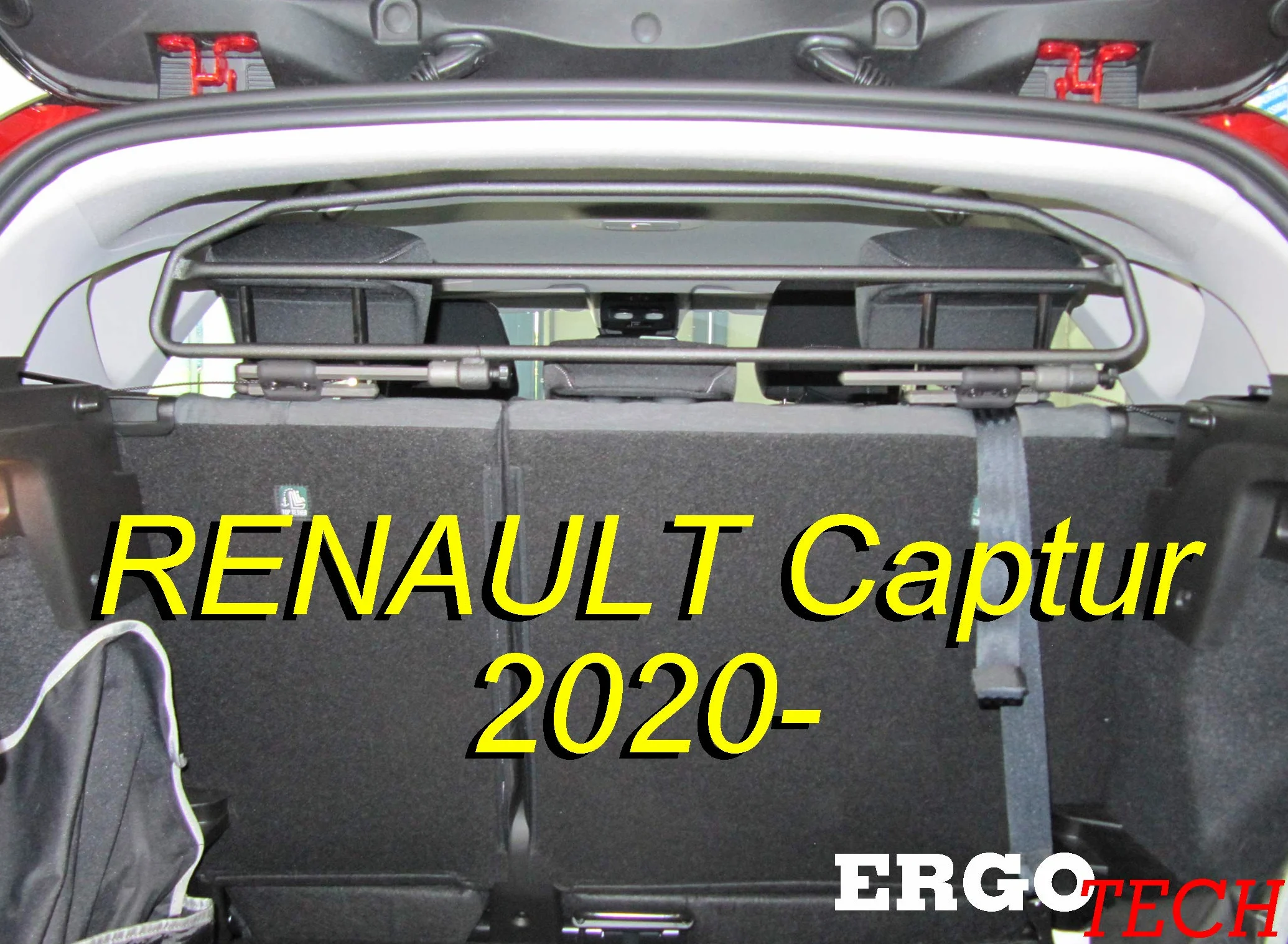 ERGOTECH Divisorio Griglia Rete Divisoria Compatibile con Renault Captur, RDA65HBG-2HXXS, per Trasporto Cani e Bagagli.