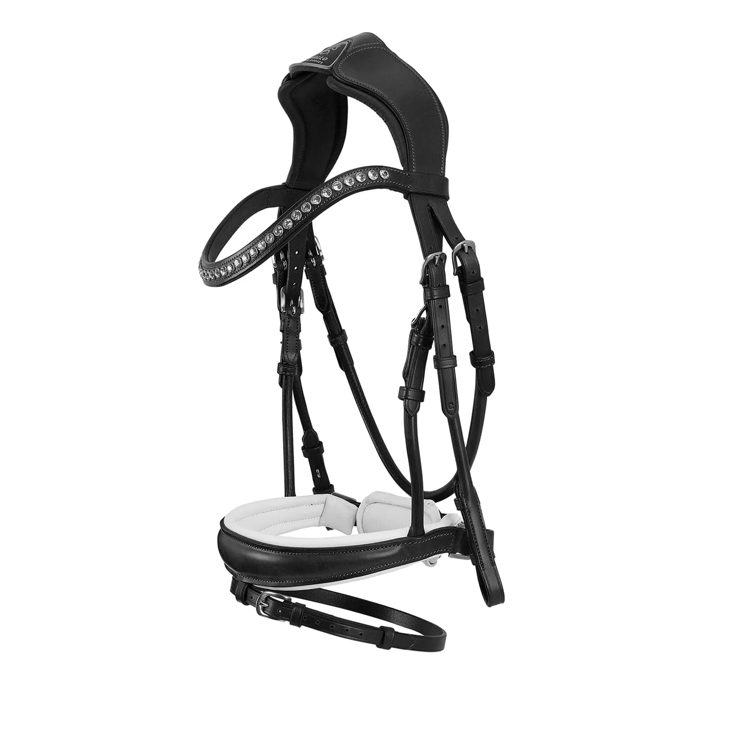 ACAVALLO TESTIERA POESIA IN PELLE LAMINATA (FULL, NERO)
