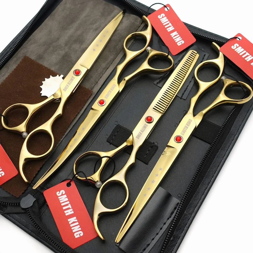 SMITH KING Set di 4 forbici da toelettatura per cani da 7 pollici